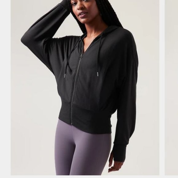 Athleta Sweaters - ATHLETA Plus Balance Black Zipped Jacket Hoodie Sweatshirt 1X